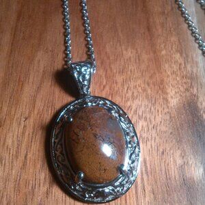 Aqua Nueva Moss Stainless Steel Pendant Necklace